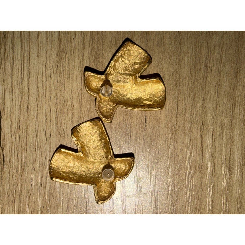 Vintage Matte Satin Gold Tone X Earrings - Picture 3 of 4